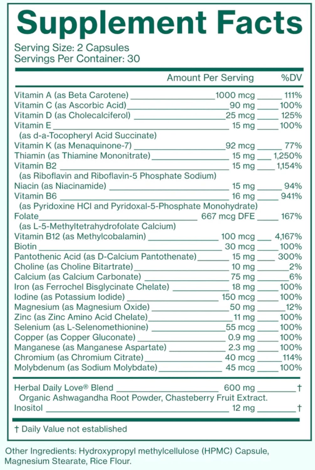 Love Wellness Daily Love Multivitamin for Women - 60 count
