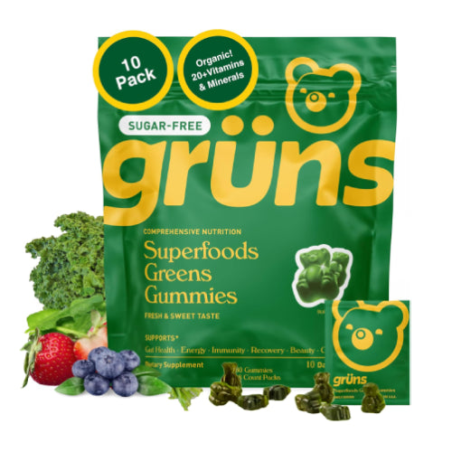 Gruns Sugar-Free Super Greens Gummies, 10 pack